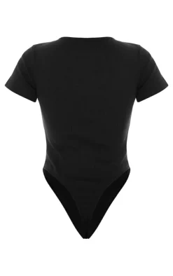 PrettyLittleThing Basic Tops*Basic Rib V Neck Short Sleeve Bodysuit
