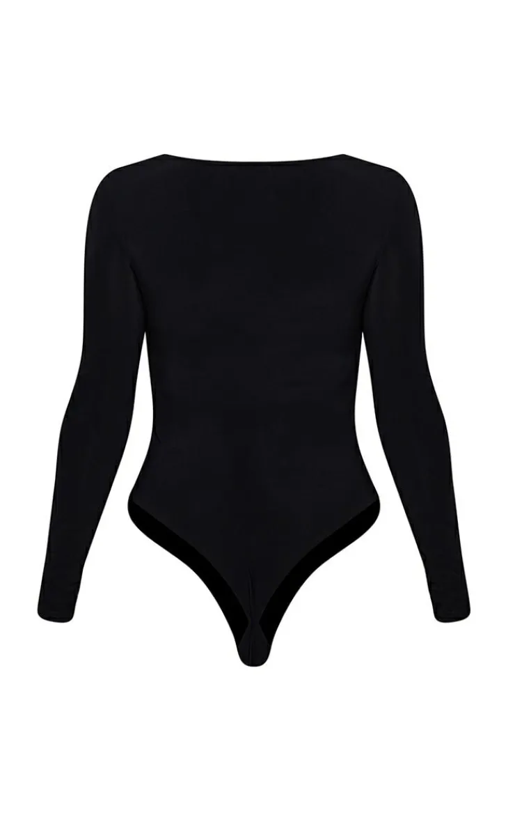 PrettyLittleThing Basic Tops*Basic Slinky Long Sleeve Bodysuit