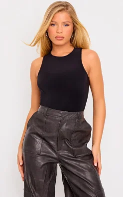 PrettyLittleThing Basic Tops*Basic Slinky Racer Bodysuit