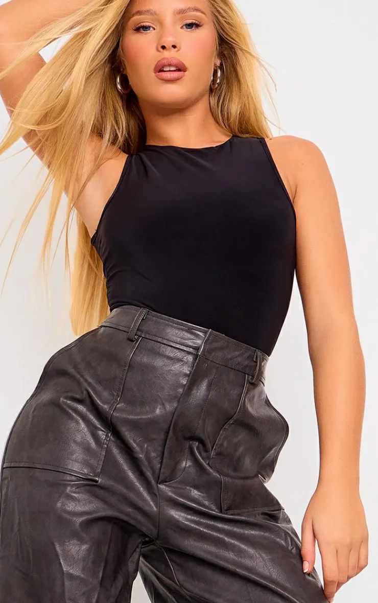PrettyLittleThing Basic Tops*Basic Slinky Racer Bodysuit