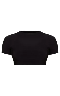PrettyLittleThing Basic Tops*Basic Slinky Short Sleeve Crop Top
