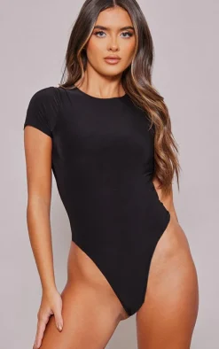 PrettyLittleThing Basic Tops*Basic Slinky Short Sleeve Bodysuit