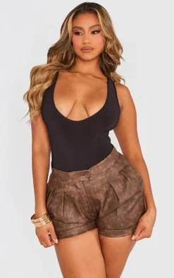 PrettyLittleThing Basic Tops*Basic Slinky V Neck Bodysuit