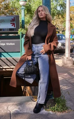 PrettyLittleThing Basic Tops*Basic Soft Ribbed High Neck Long Sleeve Bodysuit