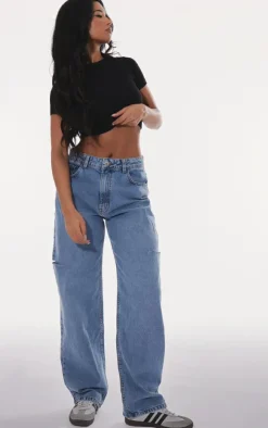 PrettyLittleThing Basic Tops*Basic Soft Ribbed Short Sleeve Crop Top