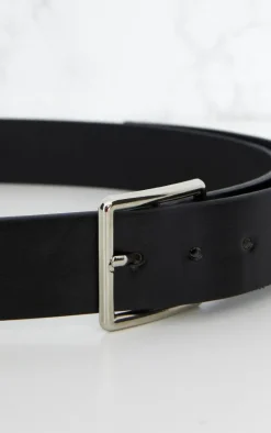 PrettyLittleThing Black Belts*Basic Square Buckle Belt