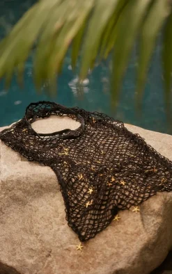 PrettyLittleThing Shoppers*Beaded Starfish Detail Net Beach Bag