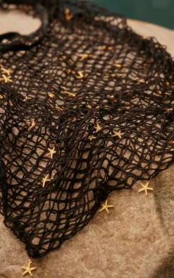 PrettyLittleThing Shoppers*Beaded Starfish Detail Net Beach Bag