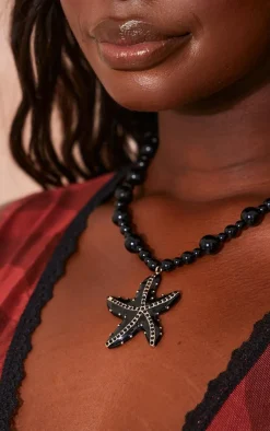 PrettyLittleThing Necklaces*Beaded Starfish Detail Statement Necklace