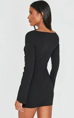 Bengaline Long Sleeve Ruched Bodycon Dress-PrettyLittleThing Clearance
