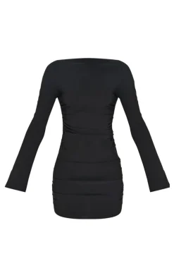 Bengaline Long Sleeve Ruched Bodycon Dress-PrettyLittleThing Clearance