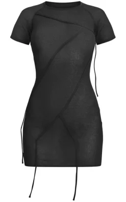 Binding Detail Sheer Knit Bodycon Dress-PrettyLittleThing Discount