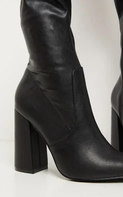 PrettyLittleThing High Heels*Block Heel PU Thigh High Boot