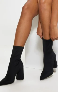 PrettyLittleThing Block Heels*Block Heeled Point Toe Sock Boot