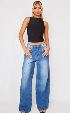 PrettyLittleThing Sleeveless Tops*Boatneck Slinky Sleeveless Long Top