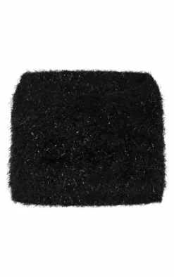 New PrettyLittleThing Bobble Eyelash Knit Mini Skirt Black