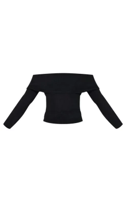 PrettyLittleThing Knitted Tops*Bobble Knit Bardot Top