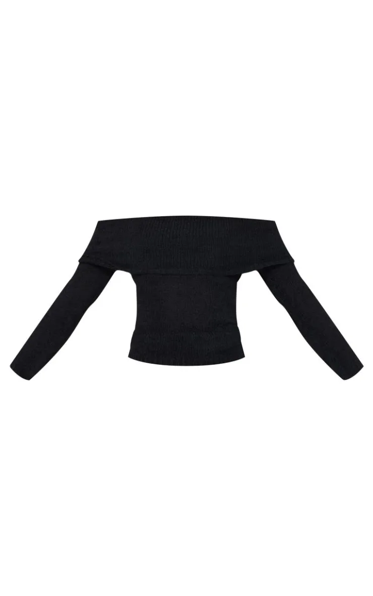 PrettyLittleThing Knitted Tops*Bobble Knit Bardot Top