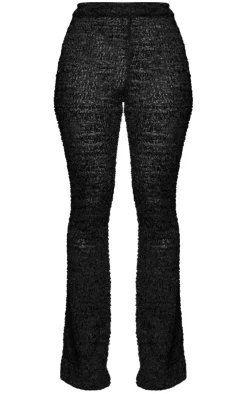 Online PrettyLittleThing Bobble Knit Flared Pants Black