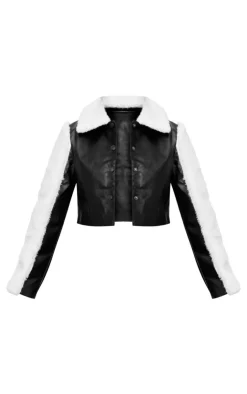 PrettyLittleThing Faux Leather Jackets*Bonded Sleeves Faux Leather Jacket