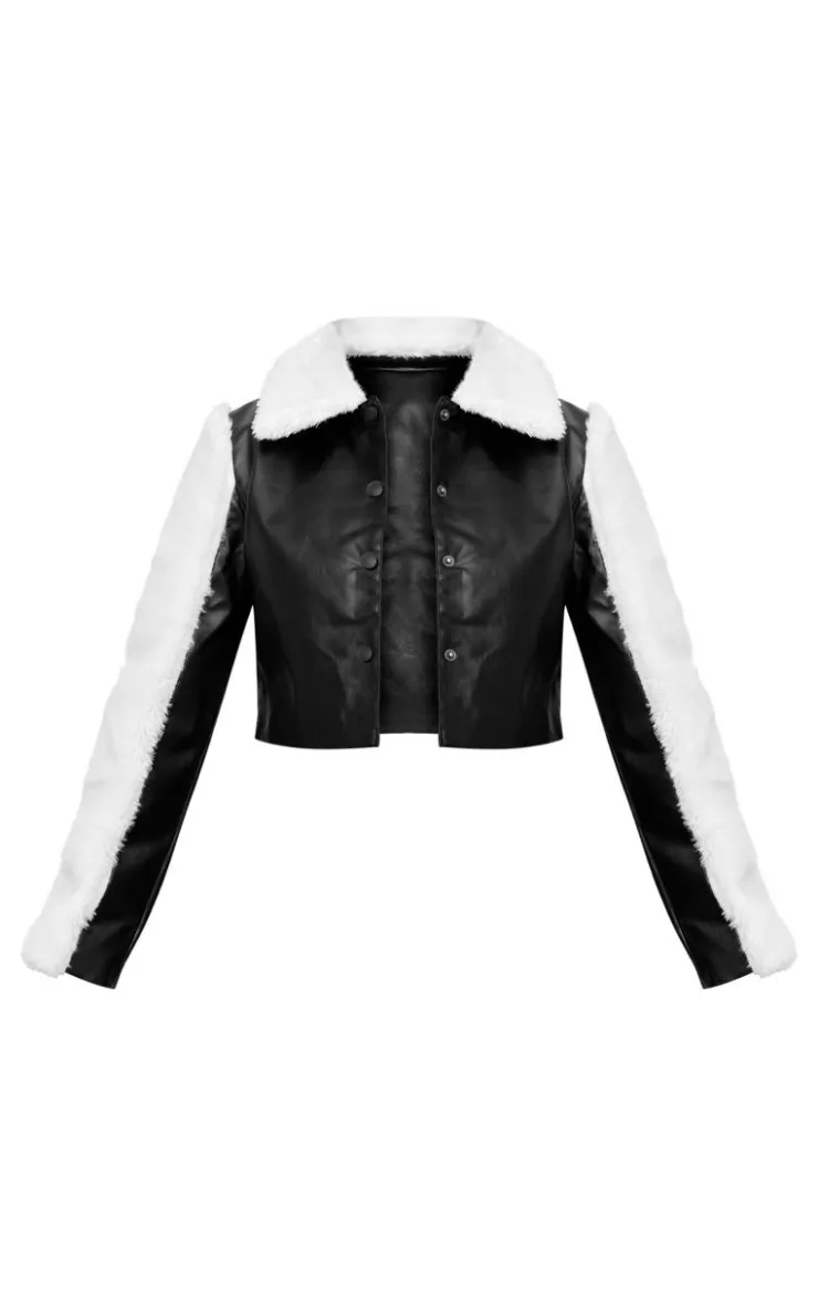 PrettyLittleThing Faux Leather Jackets*Bonded Sleeves Faux Leather Jacket