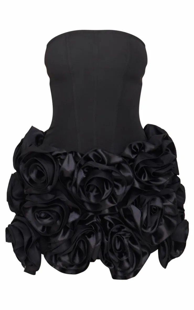 Boned Corset Flower Detail Bodycon Dress-PrettyLittleThing