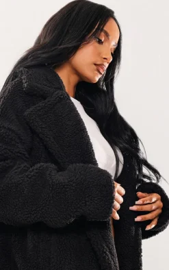 PrettyLittleThing Teddy Coats*Borg Lapel Drop Arm Midi Coat