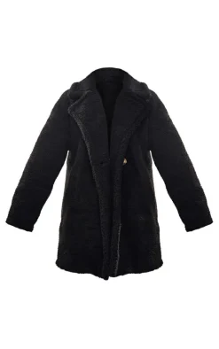 PrettyLittleThing Teddy Coats*Borg Lapel Drop Arm Midi Coat