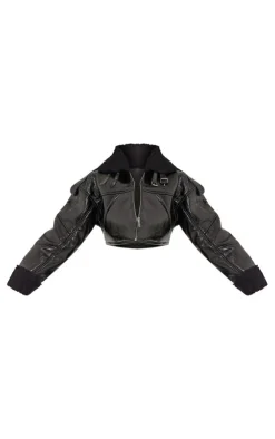 PrettyLittleThing Winter Coats & Jackets*Borg Lined Vinyl Cropped Jacket