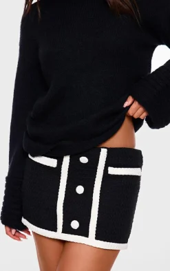 Best PrettyLittleThing Boucle Button Detail Mini Skirt Black