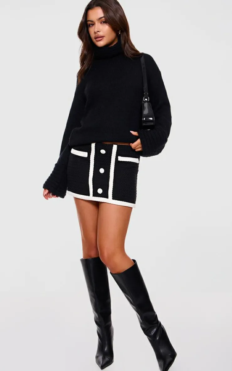 Best PrettyLittleThing Boucle Button Detail Mini Skirt Black
