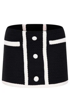 Best PrettyLittleThing Boucle Button Detail Mini Skirt Black