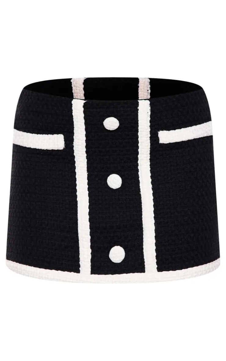 Best PrettyLittleThing Boucle Button Detail Mini Skirt Black