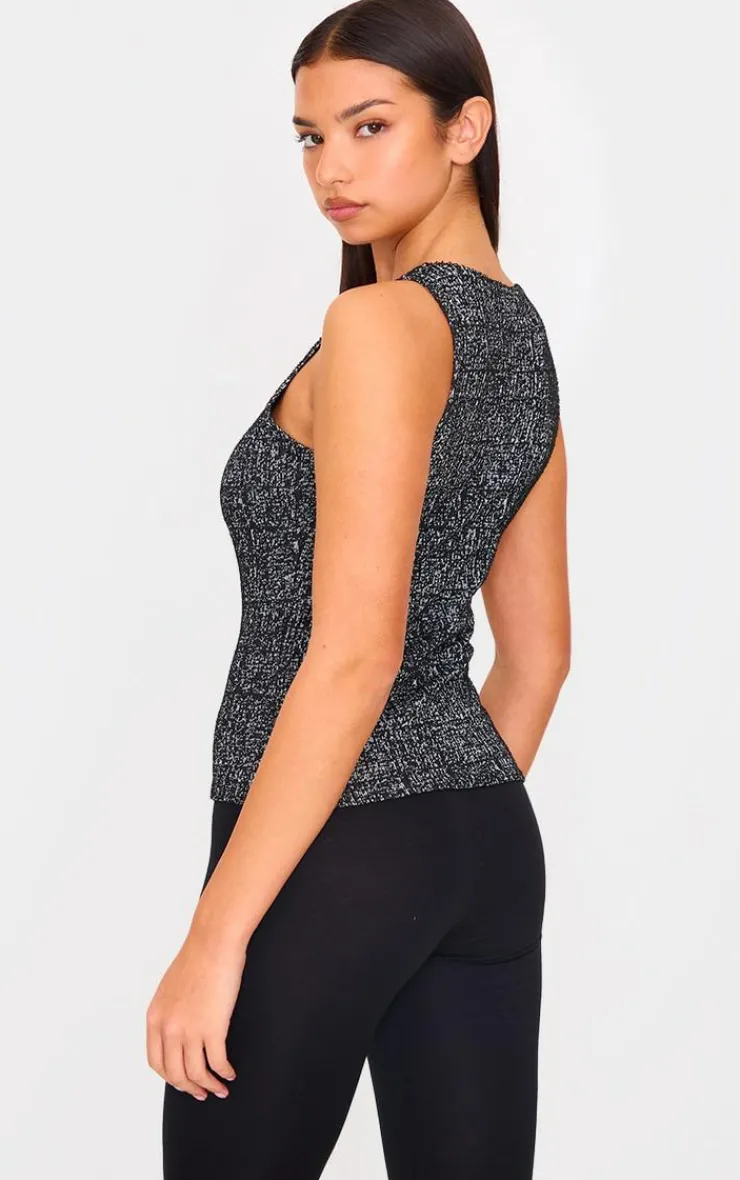 PrettyLittleThing Sleeveless Tops*Boucle Button Down Waist Coat