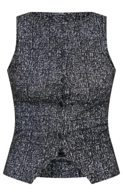 PrettyLittleThing Sleeveless Tops*Boucle Button Down Waist Coat