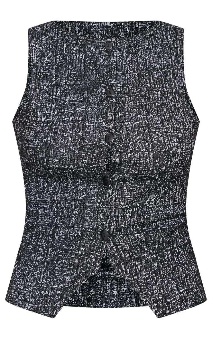 PrettyLittleThing Sleeveless Tops*Boucle Button Down Waist Coat