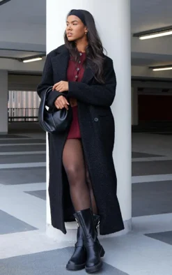 PrettyLittleThing Winter Coats & Jackets*Boucle Double Breasted Structured Maxi Coat