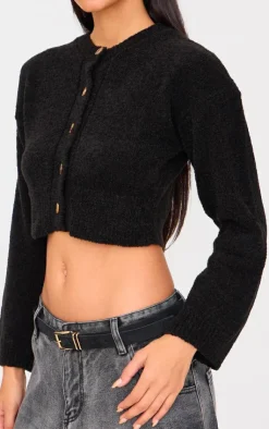 PrettyLittleThing Cardigans*Boucle Knit Button Through Cropped Cardigan