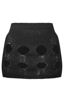 New PrettyLittleThing Boucle Knit Mini Skirt Black