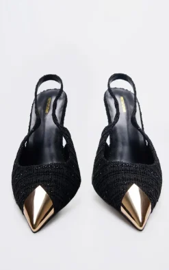 PrettyLittleThing Pumps*Boucle Metal Toe Cap High Stiletto Court Heels
