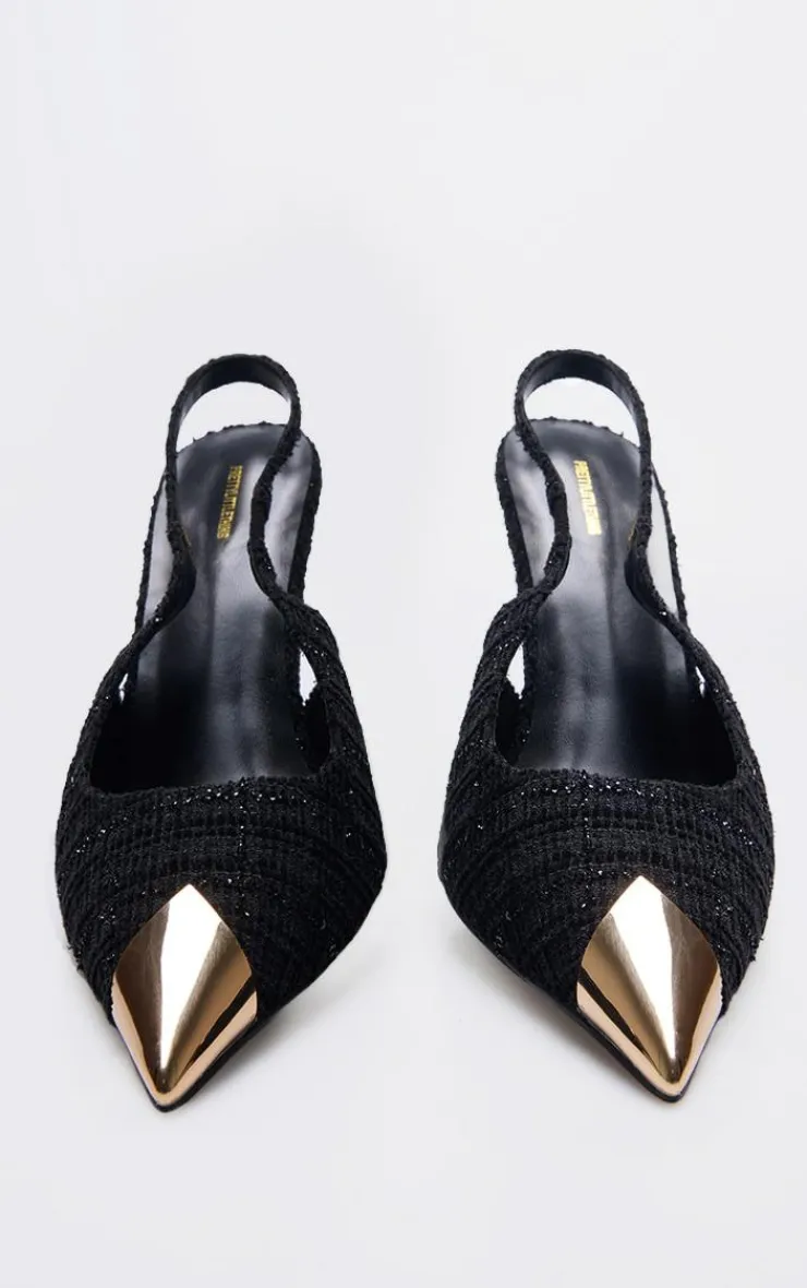 PrettyLittleThing Pumps*Boucle Metal Toe Cap High Stiletto Court Heels