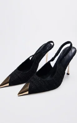 PrettyLittleThing Pumps*Boucle Metal Toe Cap High Stiletto Court Heels