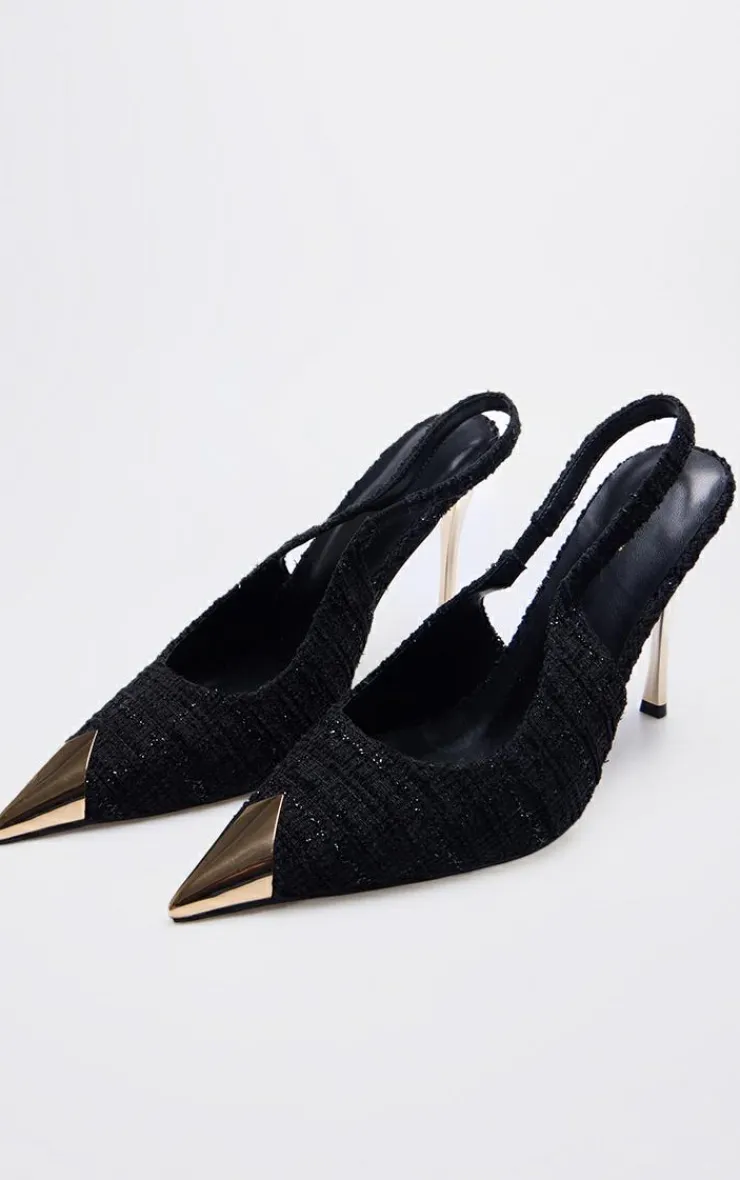 PrettyLittleThing Pumps*Boucle Metal Toe Cap High Stiletto Court Heels