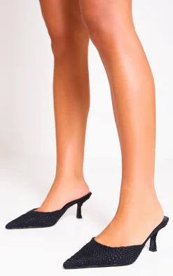 PrettyLittleThing Mules*Boucle Point Toe Mid Heeled Mule Courts
