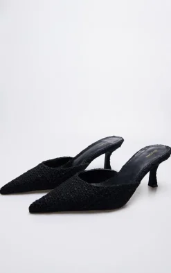 PrettyLittleThing Mules*Boucle Point Toe Mid Heeled Mule Courts