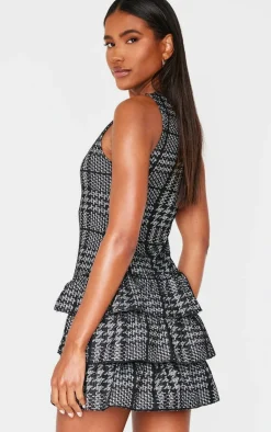 Boucle Sleeveless Frill Mini Dress-PrettyLittleThing Clearance