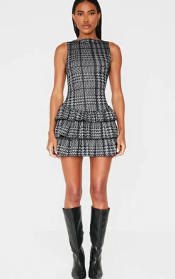 Boucle Sleeveless Frill Mini Dress-PrettyLittleThing Clearance