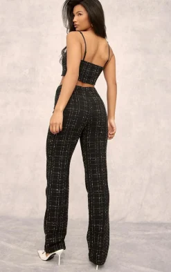 Clearance PrettyLittleThing Boucle Strappy Scoop Neck Bralet Black
