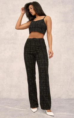 Clearance PrettyLittleThing Boucle Strappy Scoop Neck Bralet Black