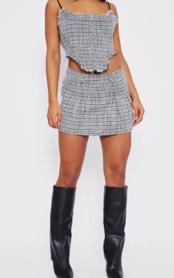 Clearance PrettyLittleThing Boucle Tweed Mini Skirt Black